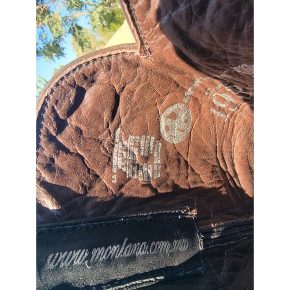 MONTANA GENUINE BULL NECK COWBOY WESTERN BOOT DARK BROWN MADE IN MEXICO Sz 101/2 - Picture 12 of 16